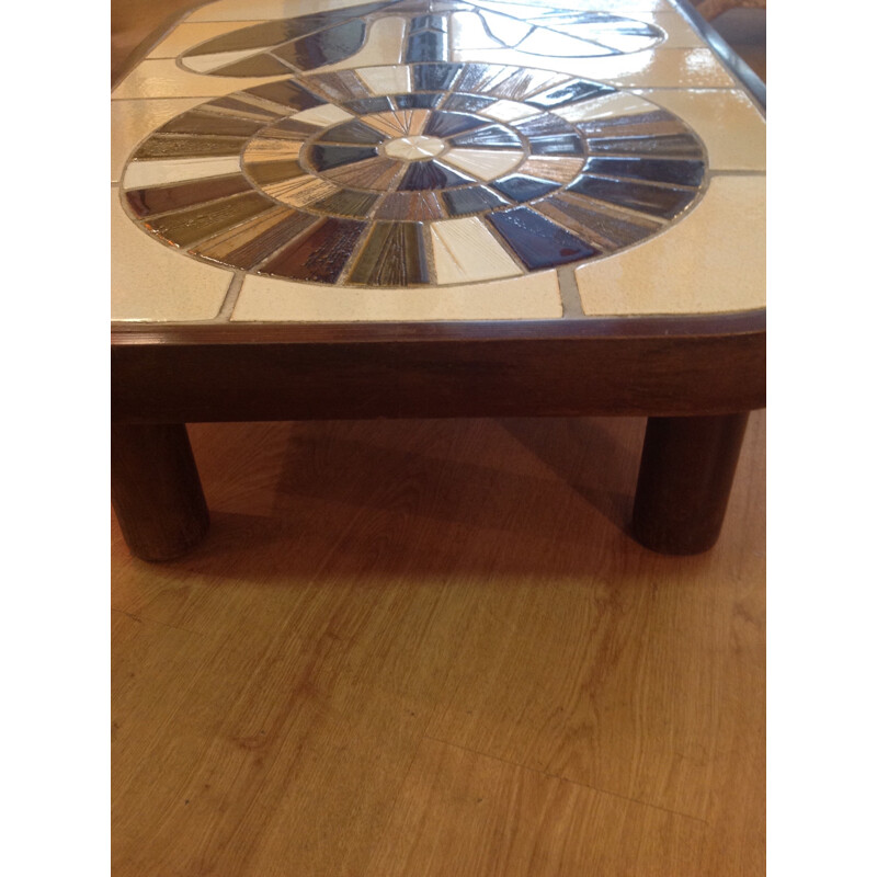 Brown coffee table, Roger CAPRON - 1960s
