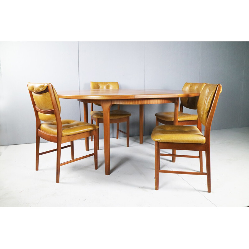 Vintage dining set with Mcintosh table and 4 dining chairs - 1970s