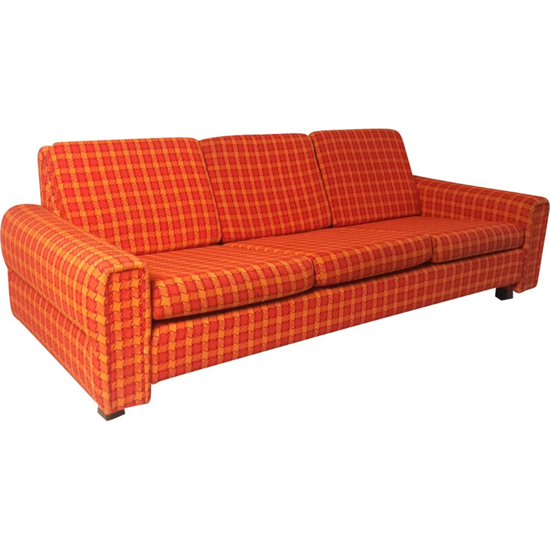 Vintage Danish orange 3 seater sofa - 1970s