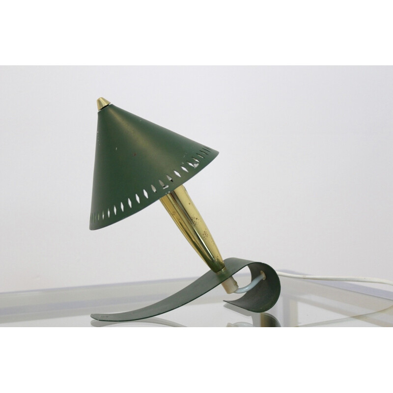 Swedish Pinocchio Desk and Wall Light in Brass and Green - 1960s