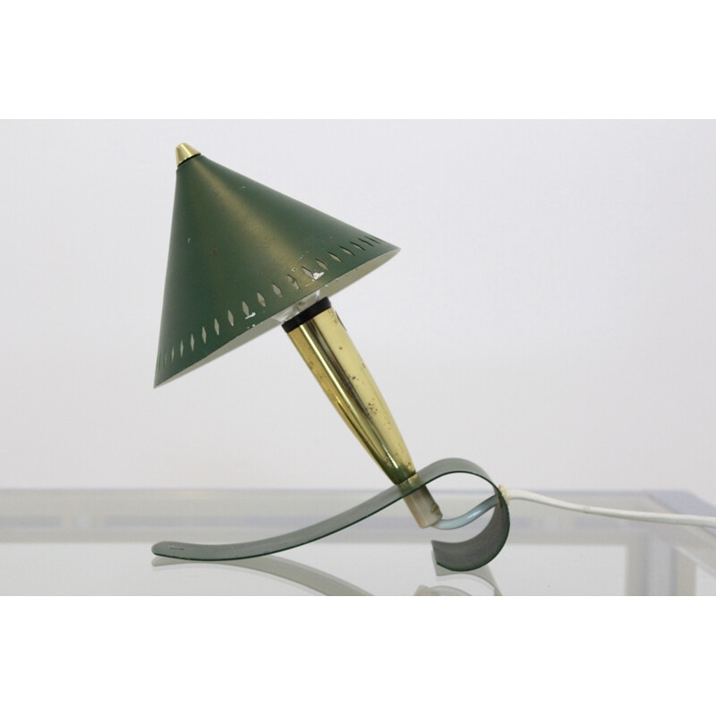 Swedish Pinocchio Desk and Wall Light in Brass and Green - 1960s