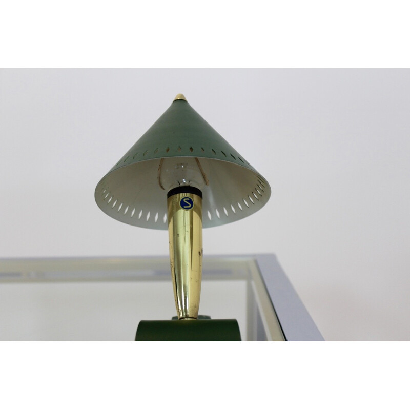 Swedish Pinocchio Desk and Wall Light in Brass and Green - 1960s