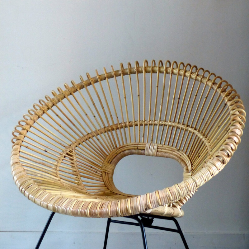 Vintage Rattan Sun Armchair - 1950s