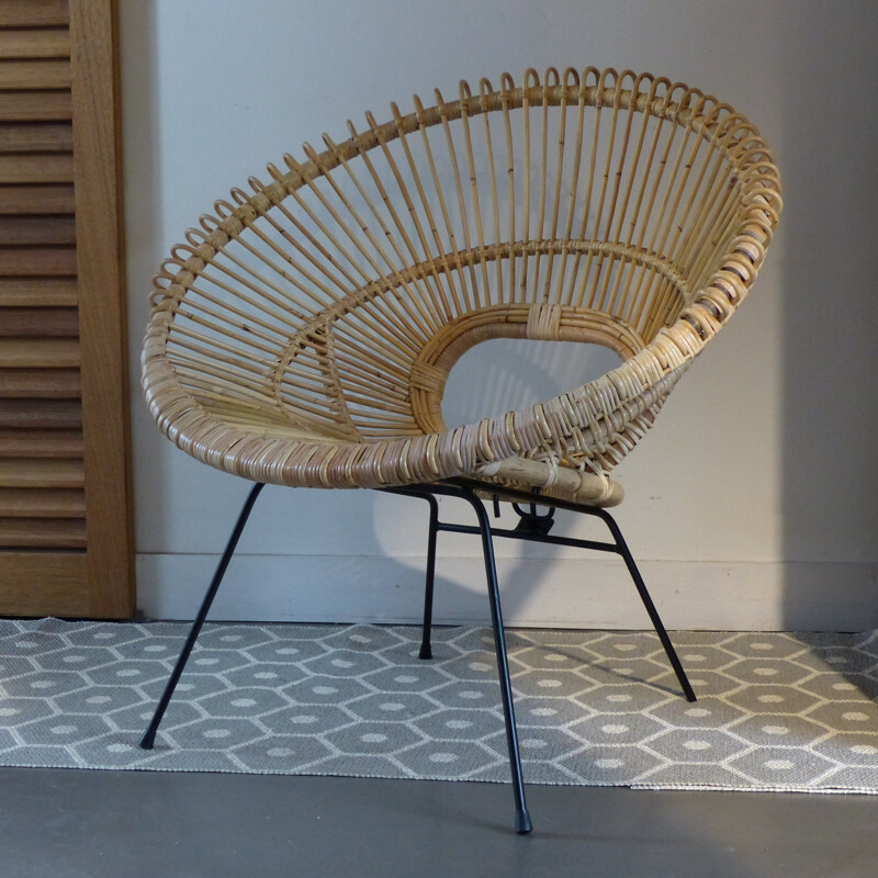 Vintage Rattan Sun Armchair - 1950s