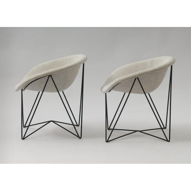 Set of 2 Vintage Grey Cocktail chairs - 1960s