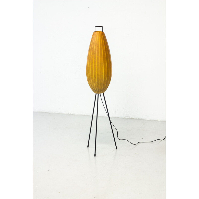 Vintage Yellow Cocoon Floor Lamp - 1950s