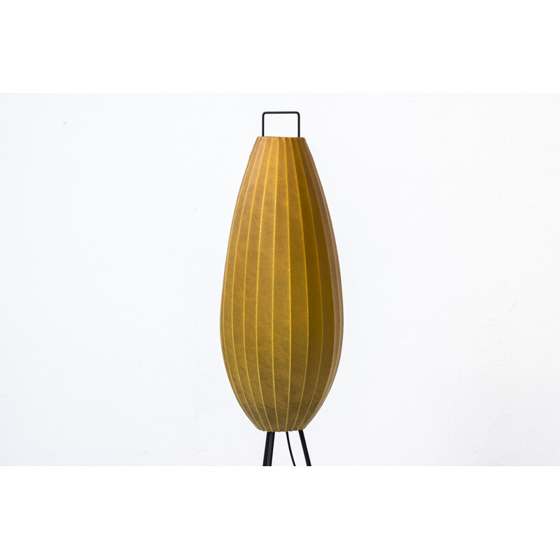 Vintage Yellow Cocoon Floor Lamp - 1950s