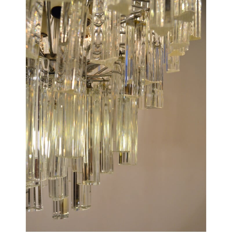 Crystal "Triedri" Chandelier in Murano glass by Venini - 1960s