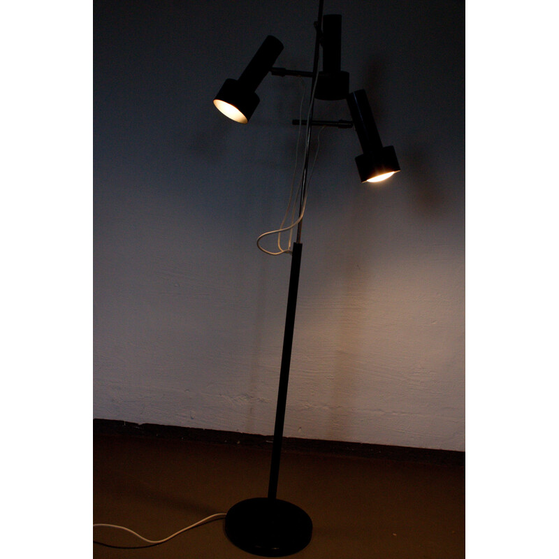 Floor Lamp with 3 spotlights in black - 1970s