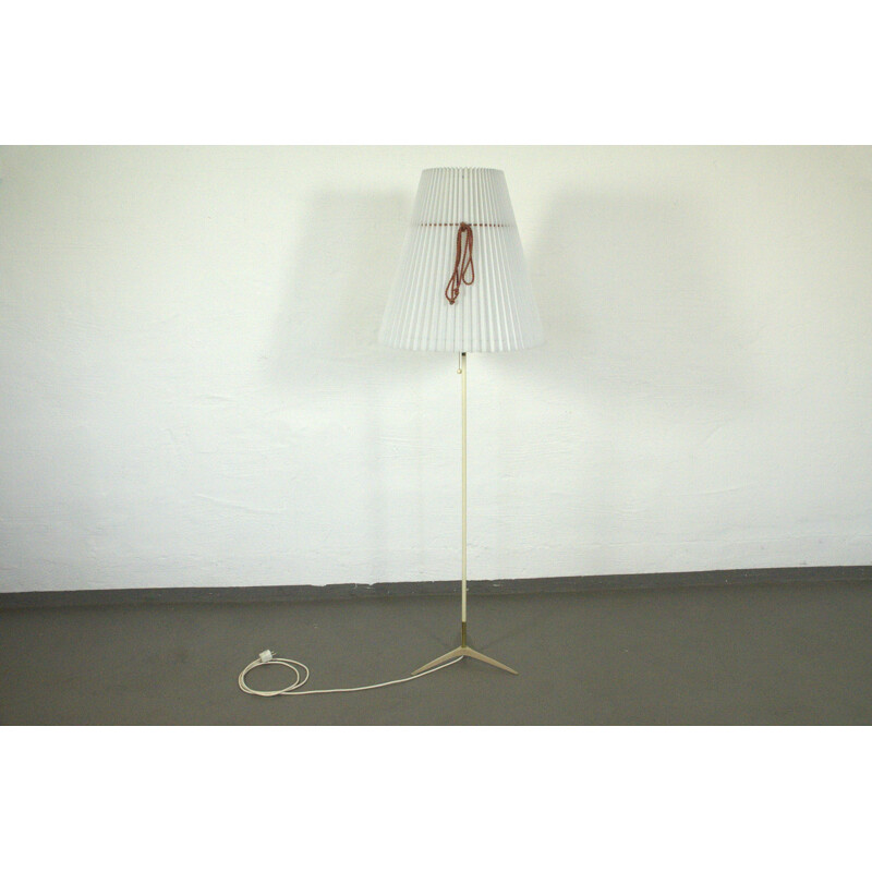 Vintage floor lamp with tripod and pleated shade - 1950s