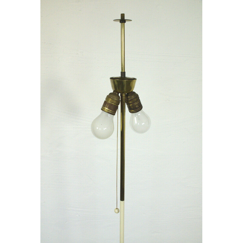 Vintage floor lamp with tripod and pleated shade - 1950s