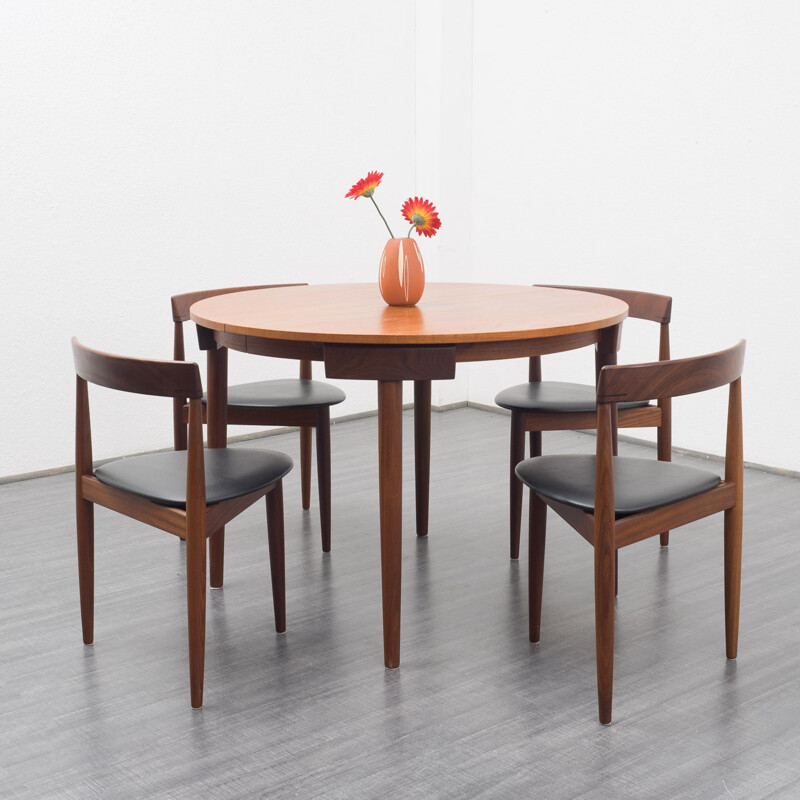 Dining table with four chairs "Roundette", Hans OLSEN - 1950s