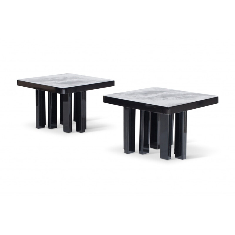 Black Resin Side Tables by Fernand Dresse - 1970s