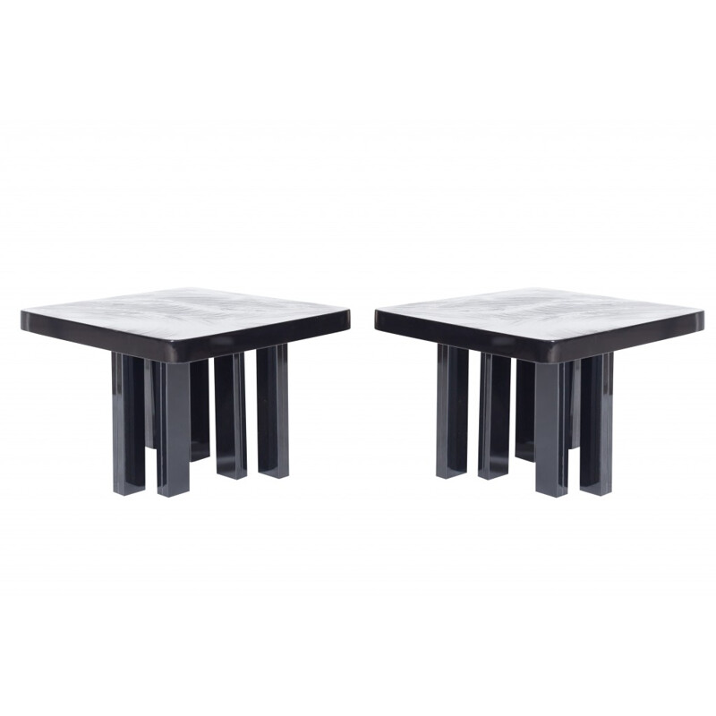 Black Resin Side Tables by Fernand Dresse - 1970s