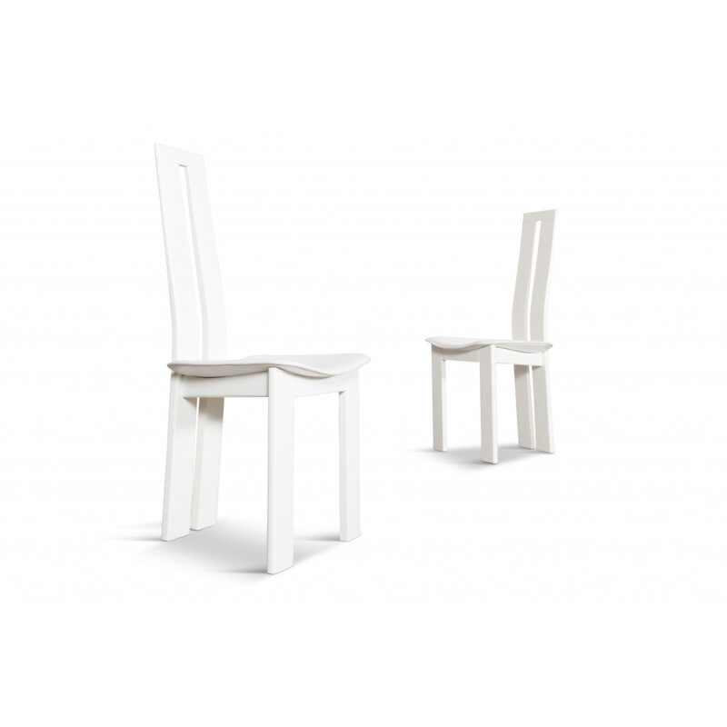 4 White Leather Dining Chairs by Pietro Costantini - 1970s