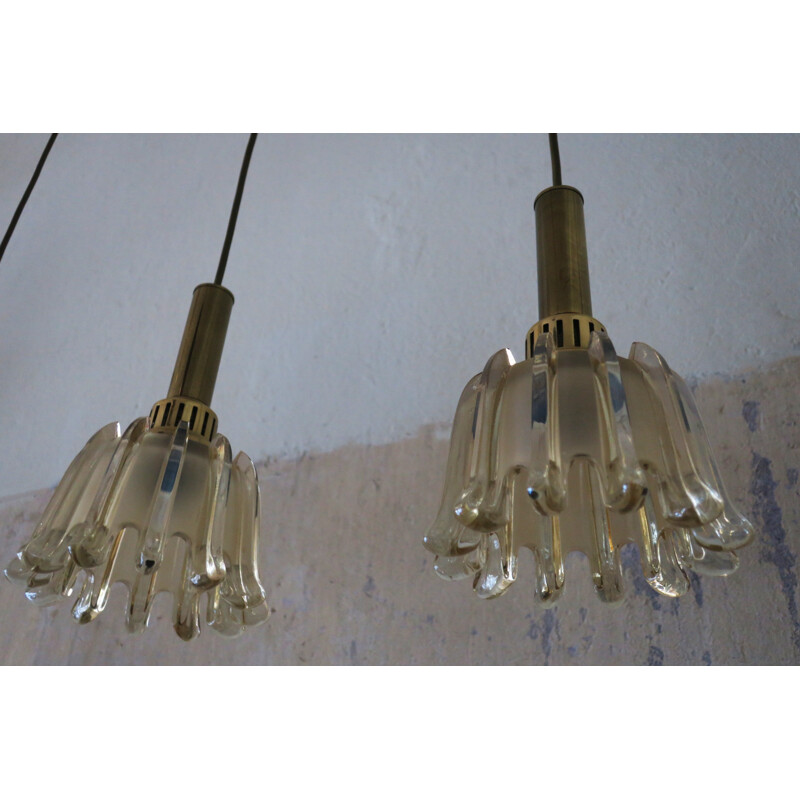 Set of Six Frosted Glass Pendant Lights by Doria Leuchten - 1960s