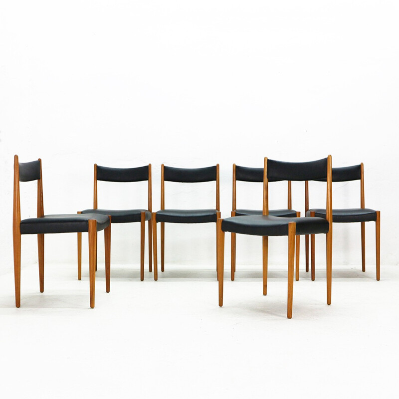 Suite de 6 chaises à repas en merisier de Luebke - 1960