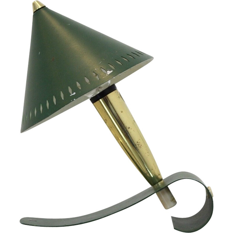 Lampe de table suédoise de Pinocchio et applique en laiton et vert - 1960