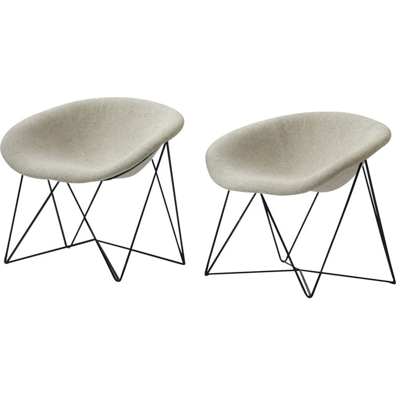 Set of 2 Vintage Grey Cocktail chairs - 1960s