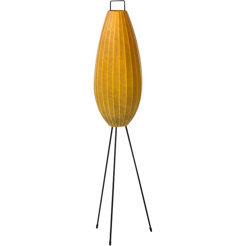 Vintage Yellow Cocoon Floor Lamp - 1950s