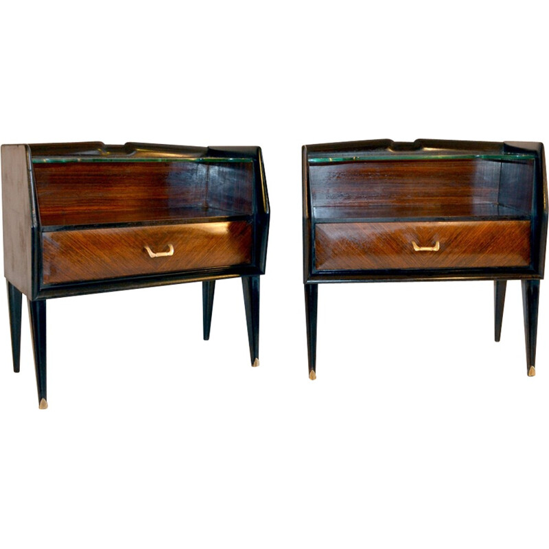 Vintage italian nightstands in Rosewood - 1950s