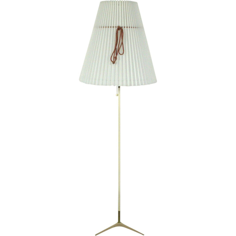 Vintage floor lamp with tripod and pleated shade - 1950s