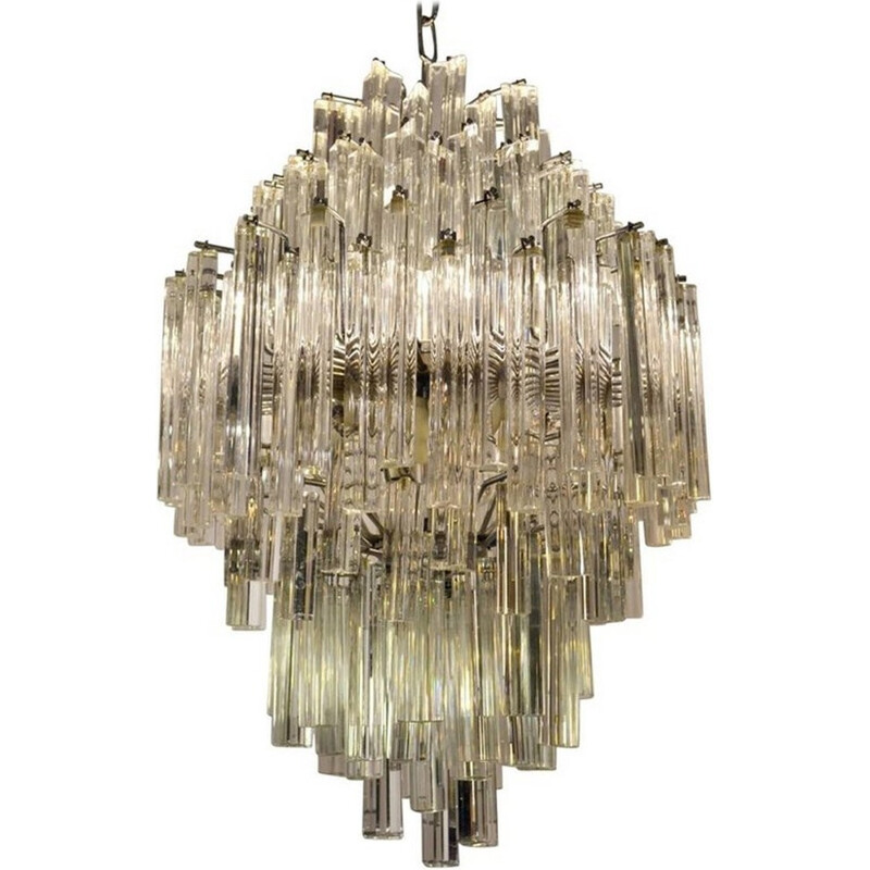 Crystal "Triedri" Chandelier in Murano glass by Venini - 1960s