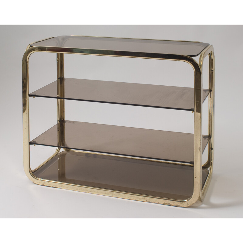Shelves in brass and smoked glass - 1970s