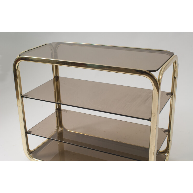 Shelves in brass and smoked glass - 1970s