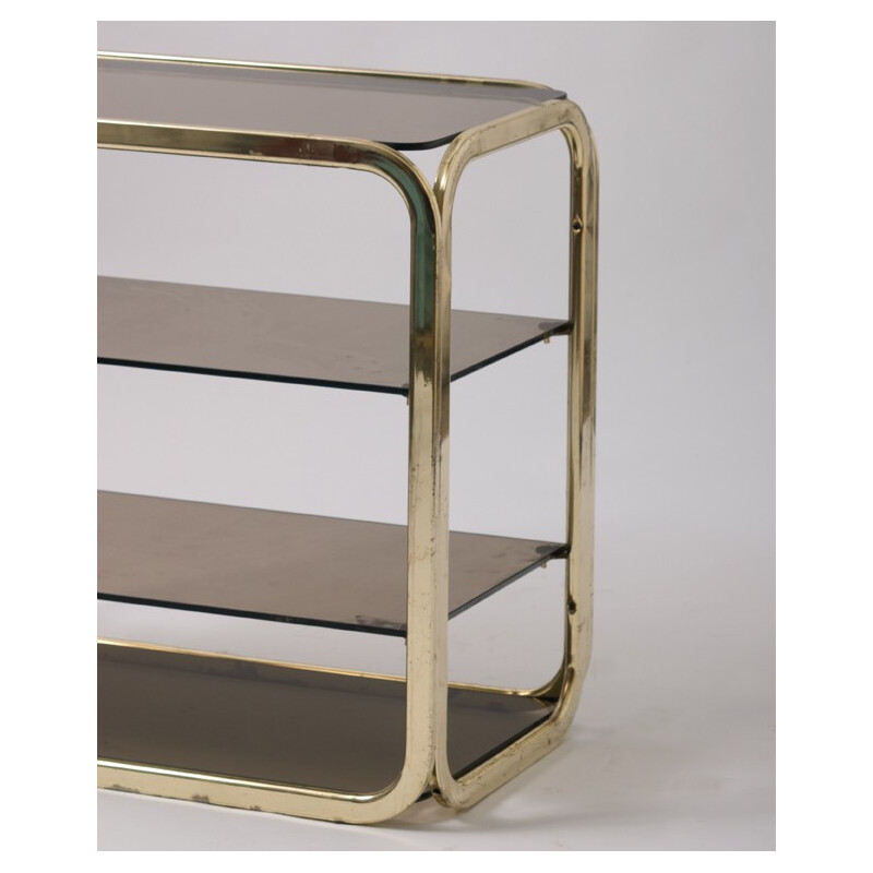 Shelves in brass and smoked glass - 1970s