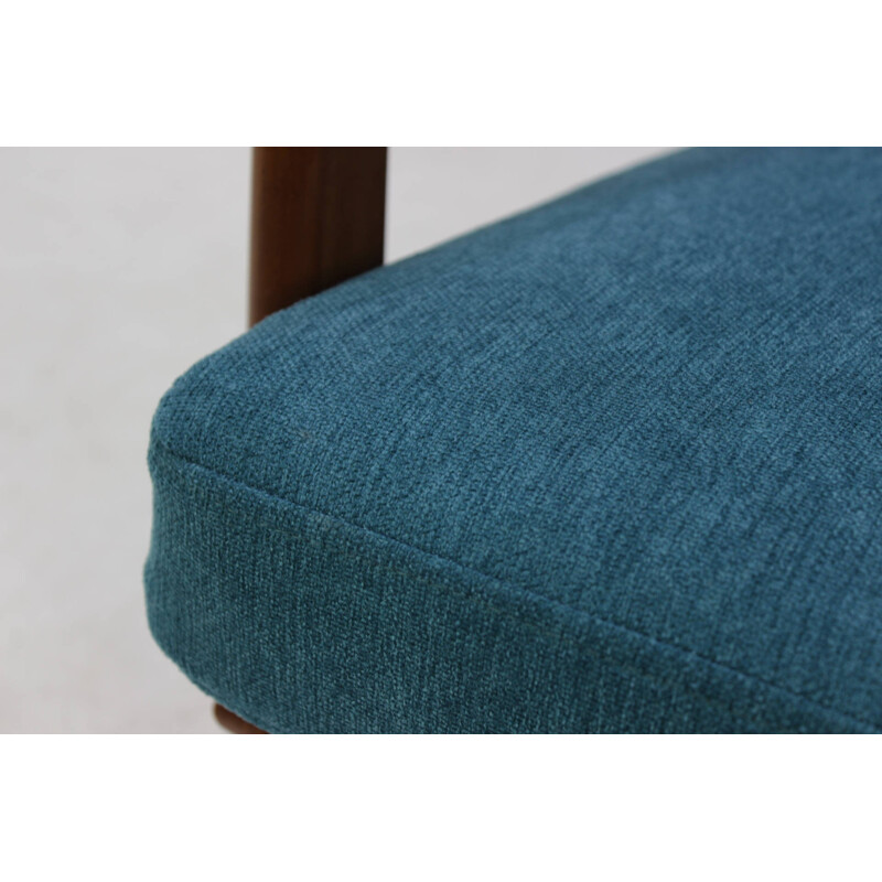 Vintage Danish Armchair in beechwood and blue fabric - 1960s