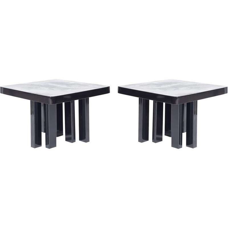 Black Resin Side Tables by Fernand Dresse - 1970s