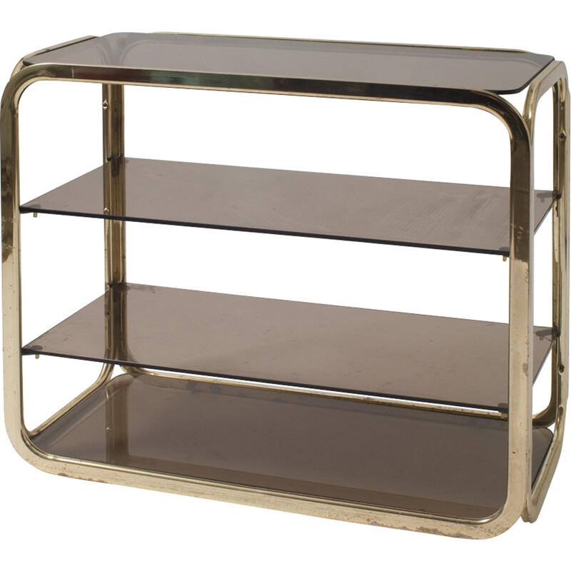 Shelves in brass and smoked glass - 1970s