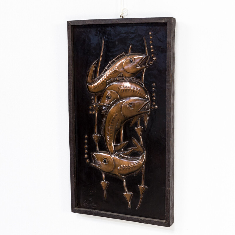 Vintage brutalist wall decoration sculpture ‘fish’ - 1970s