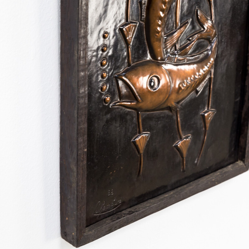 Vintage brutalist wall decoration sculpture ‘fish’ - 1970s