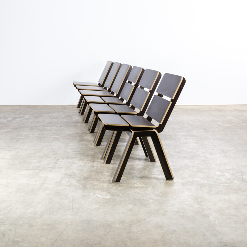 Set of 6 Luc Brinkman & Ennio Vincenzoni "stek" chairs for het Hoofdkwartier - 1990s