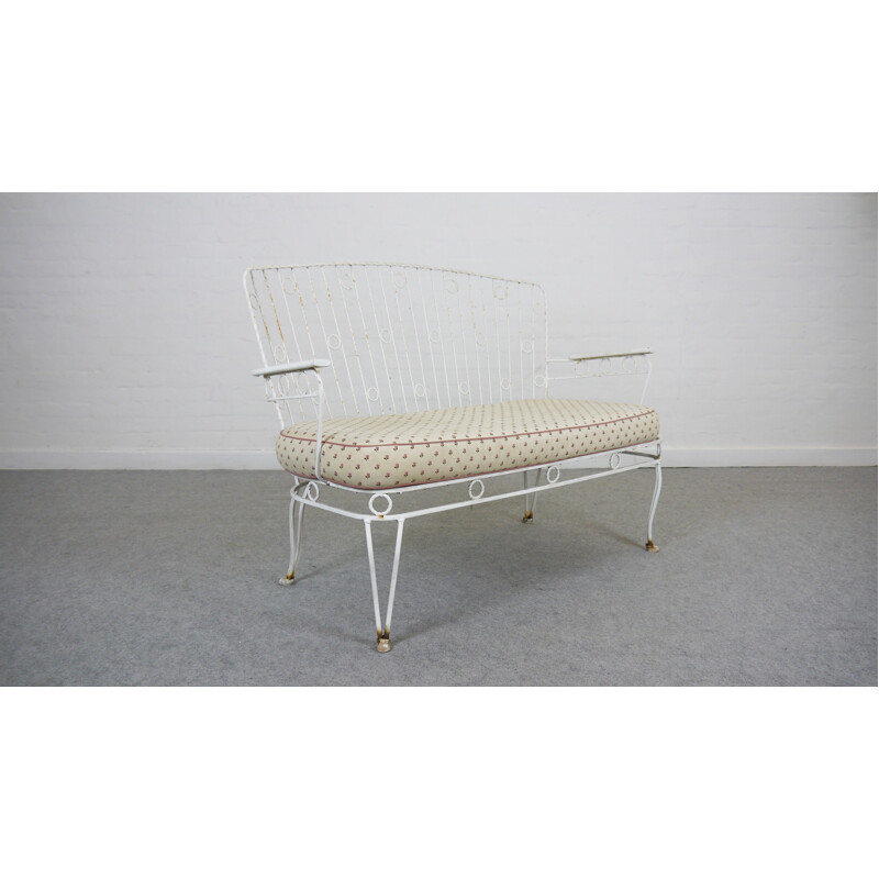 Vintage White Garden Bench - 1950s