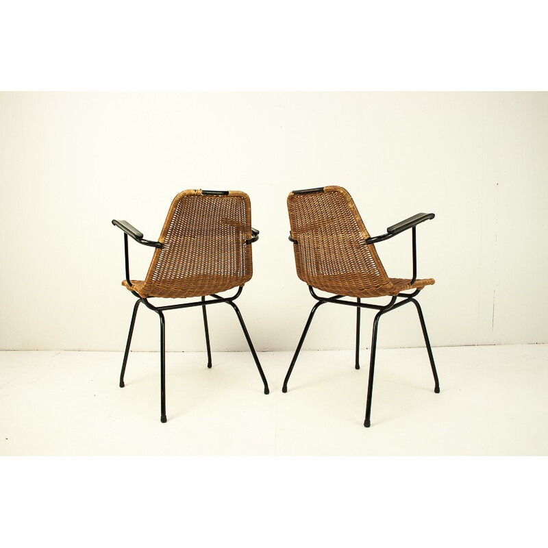 Set of 2 rattan chairs - 1950s