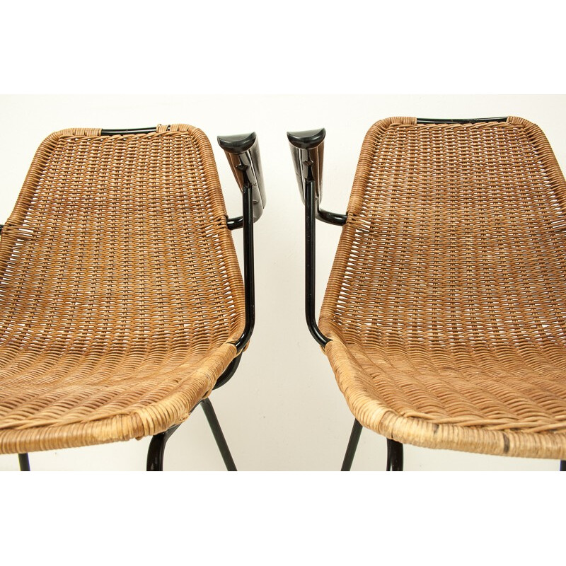 Set of 2 rattan chairs - 1950s