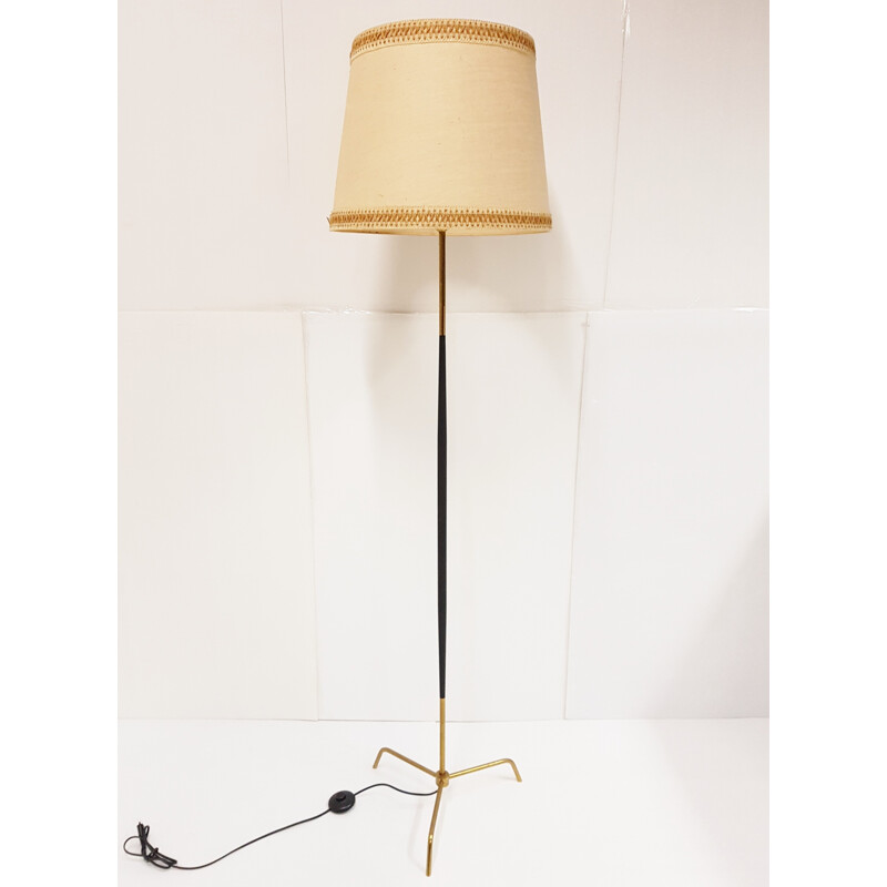 Lampadaire tripode en laiton et acier - 1950