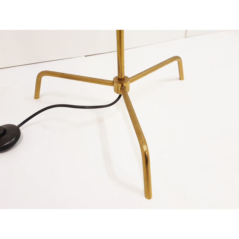 Tripod floor lamp in brass and steel - 1950s