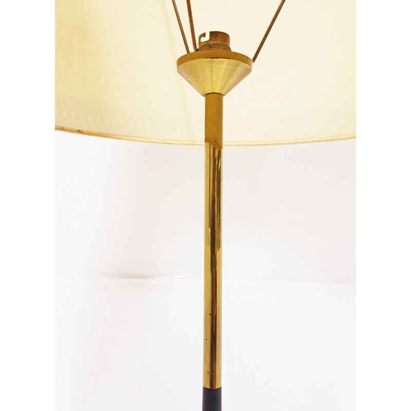 Tripod floor lamp in brass and steel - 1950s