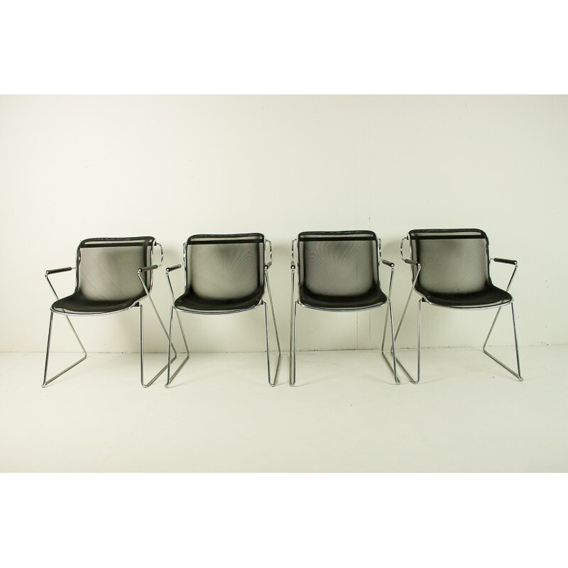 Set of 4 "Penelope" armchairs, Charles POLLOCK- 1980s