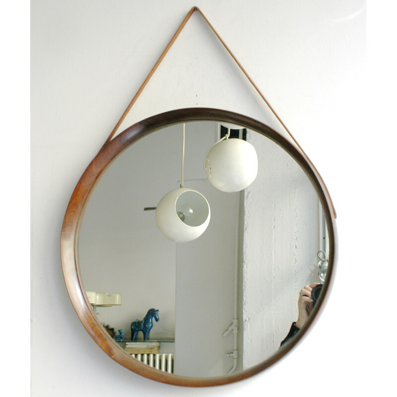 Scandinavian Circular Wall Mirror by Uno & Östen Kristiansson for LUXUS - 1960s