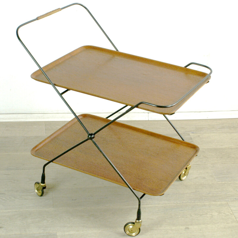 Scandinavian Teak Folding Serving Trolley - 1960s