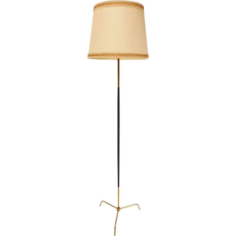 Tripod floor lamp in brass and steel - 1950s