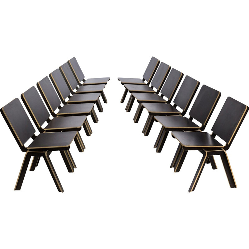 Set of 12 Luc Brinkman & Ennio Vincenzoni "stek" chairs for Het Hoofdkwartier - 1990s