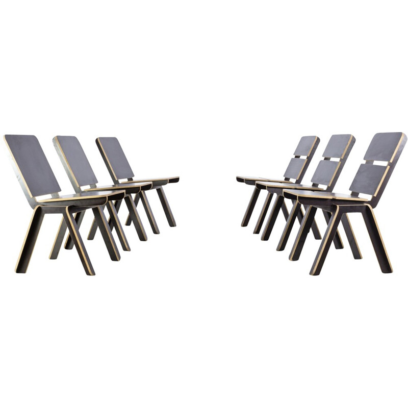 Set of 6 Luc Brinkman & Ennio Vincenzoni "stek" chairs for het Hoofdkwartier - 1990s