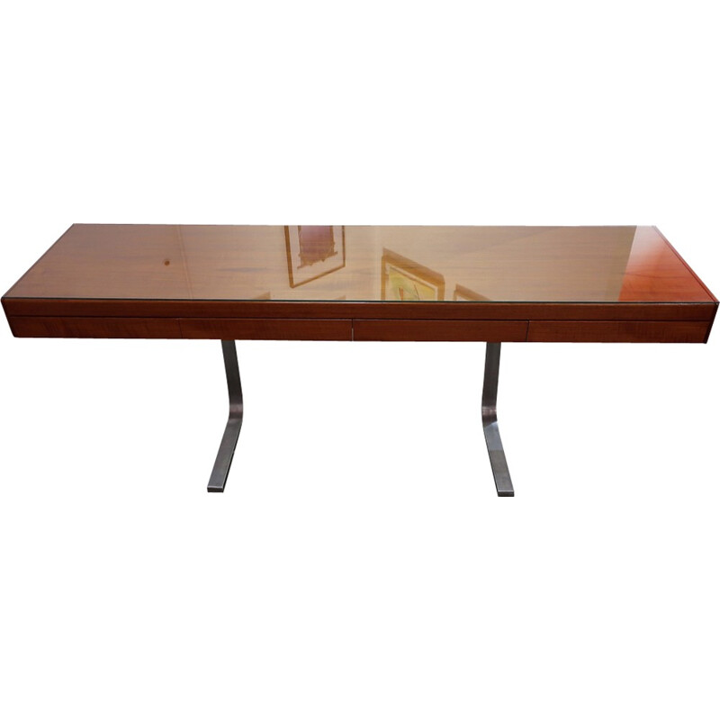 Console in teak and chrome legs - 1960s