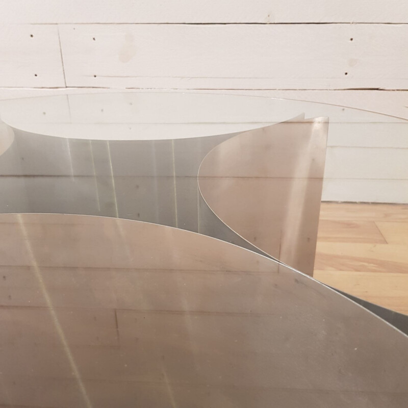 Brushed steel table - 1970s